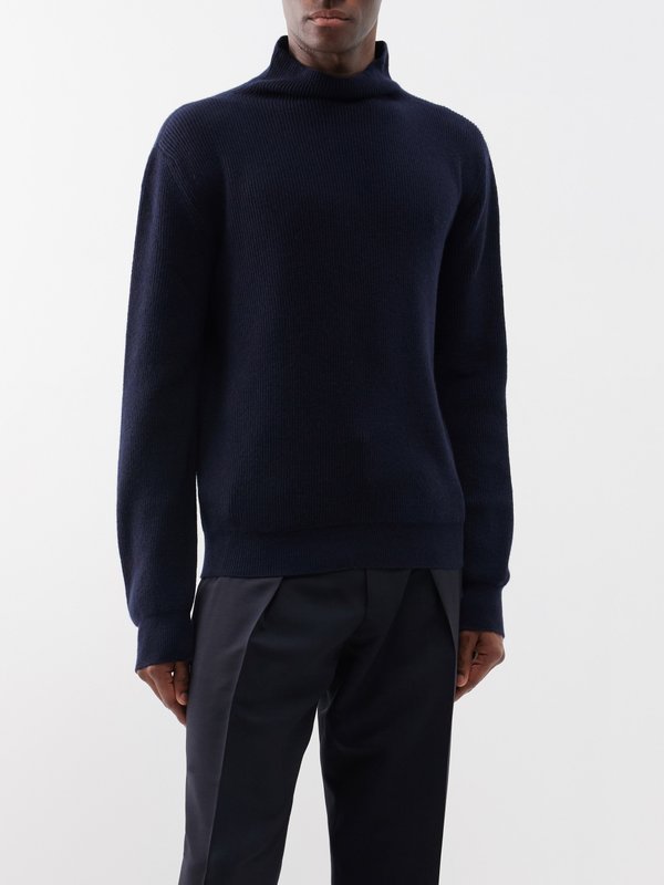 The Row Daniel high-neck ribbed-cashmere sweater
