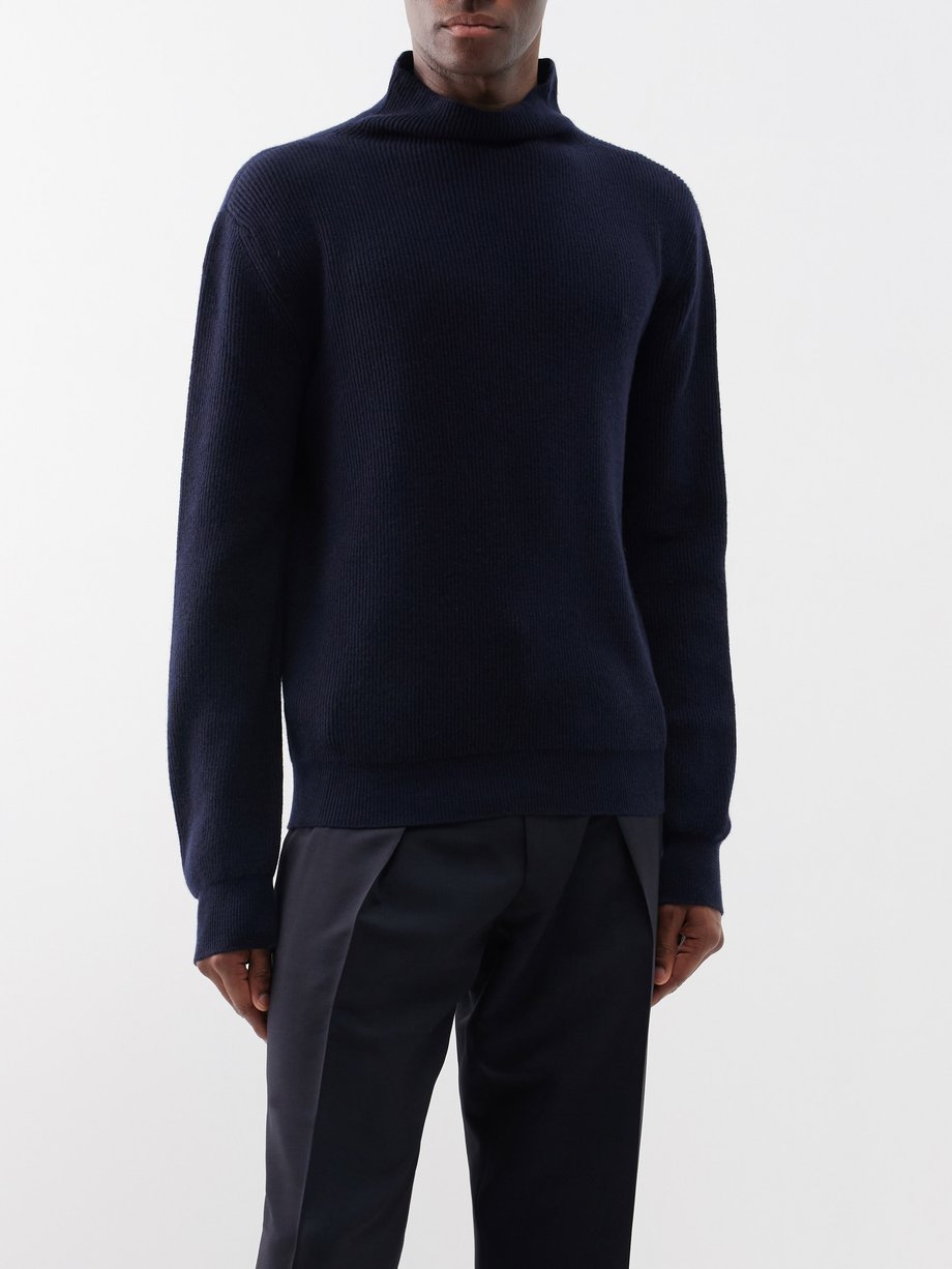 Navy Daniel high-neck ribbed-cashmere sweater | The Row | MATCHES UK
