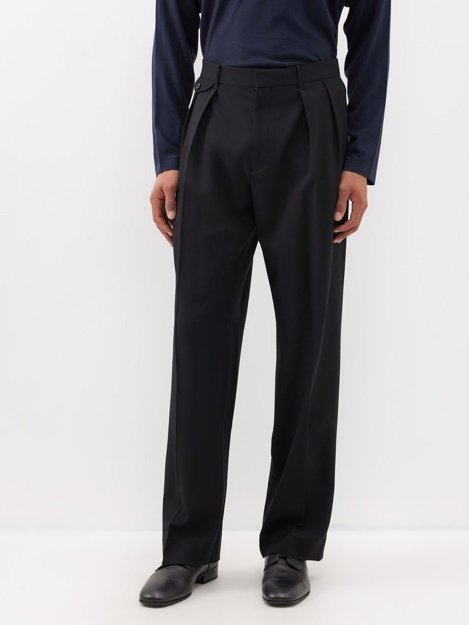 Black Marcello pleated wool trousers | The Row | MATCHES UK