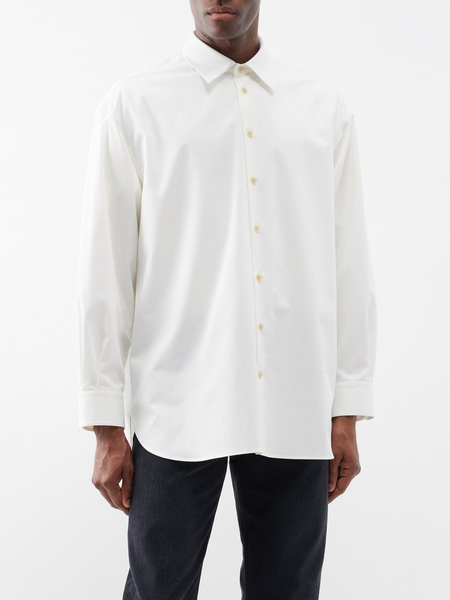 The Row Lukre cotton-blend oversized shirt