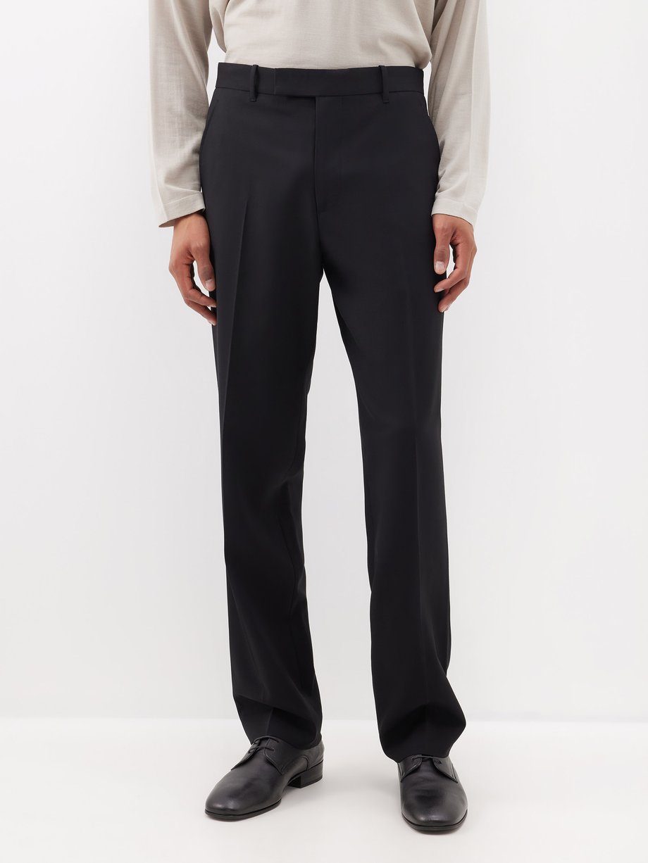 Black Elijah wool relaxed-leg tailored trousers | The Row | MATCHES UK