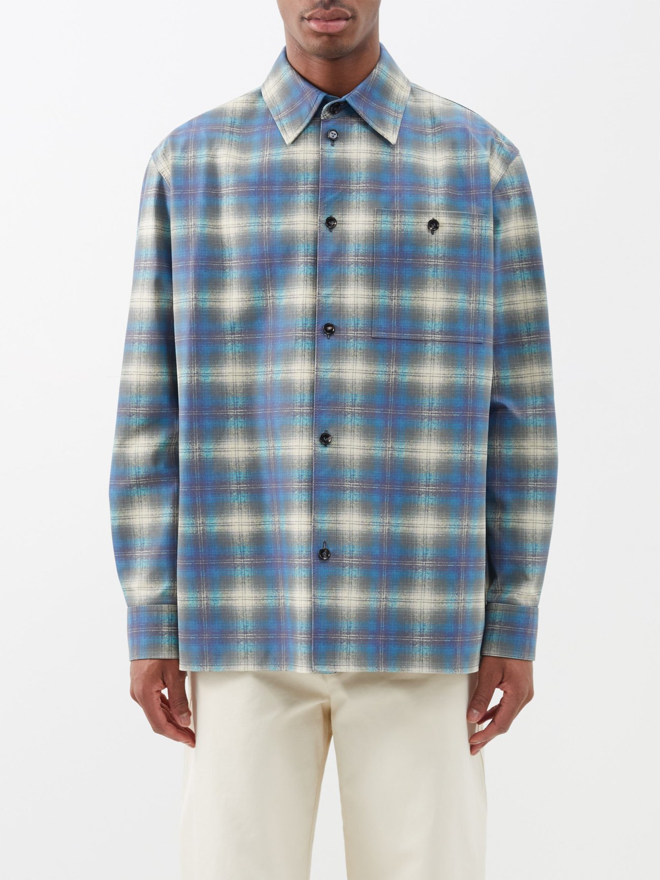 Printed-leather checked shirt