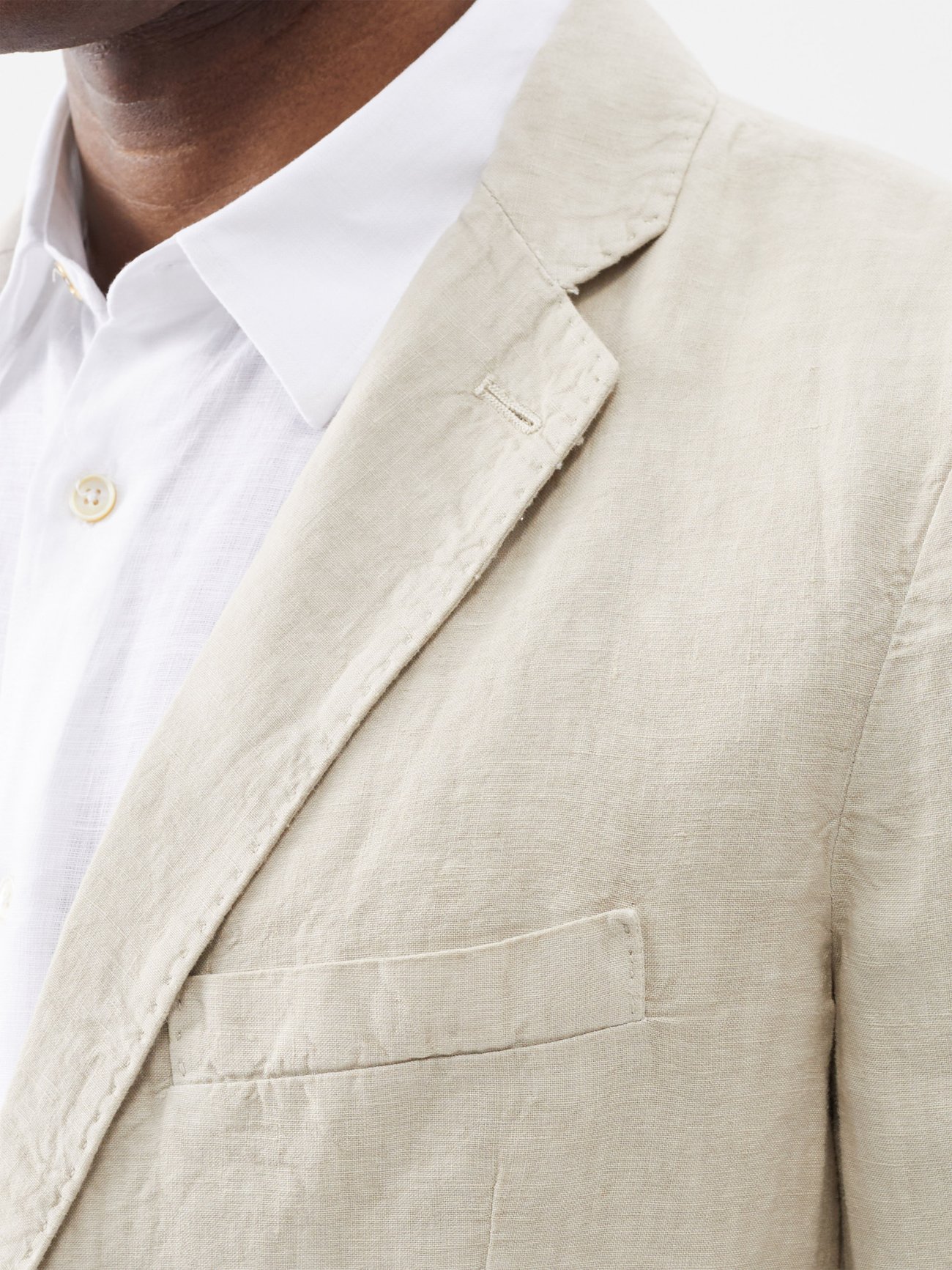 Beige Patch-pocket linen suit jacket, 120% Lino