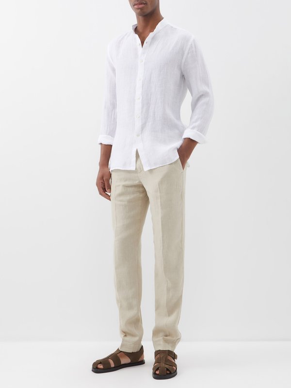 120% Lino Linen slim-leg suit trousers