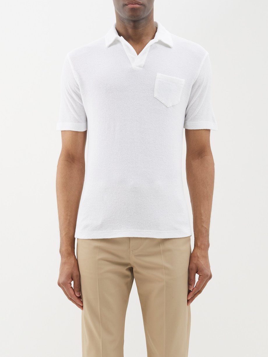 White Cotton-terry polo shirt | Thom Sweeney | MATCHES UK