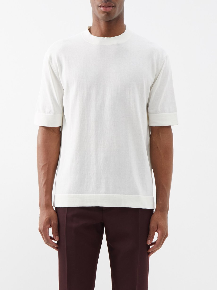 Neutral Cotton-crepe T-shirt | Thom Sweeney | MATCHES UK
