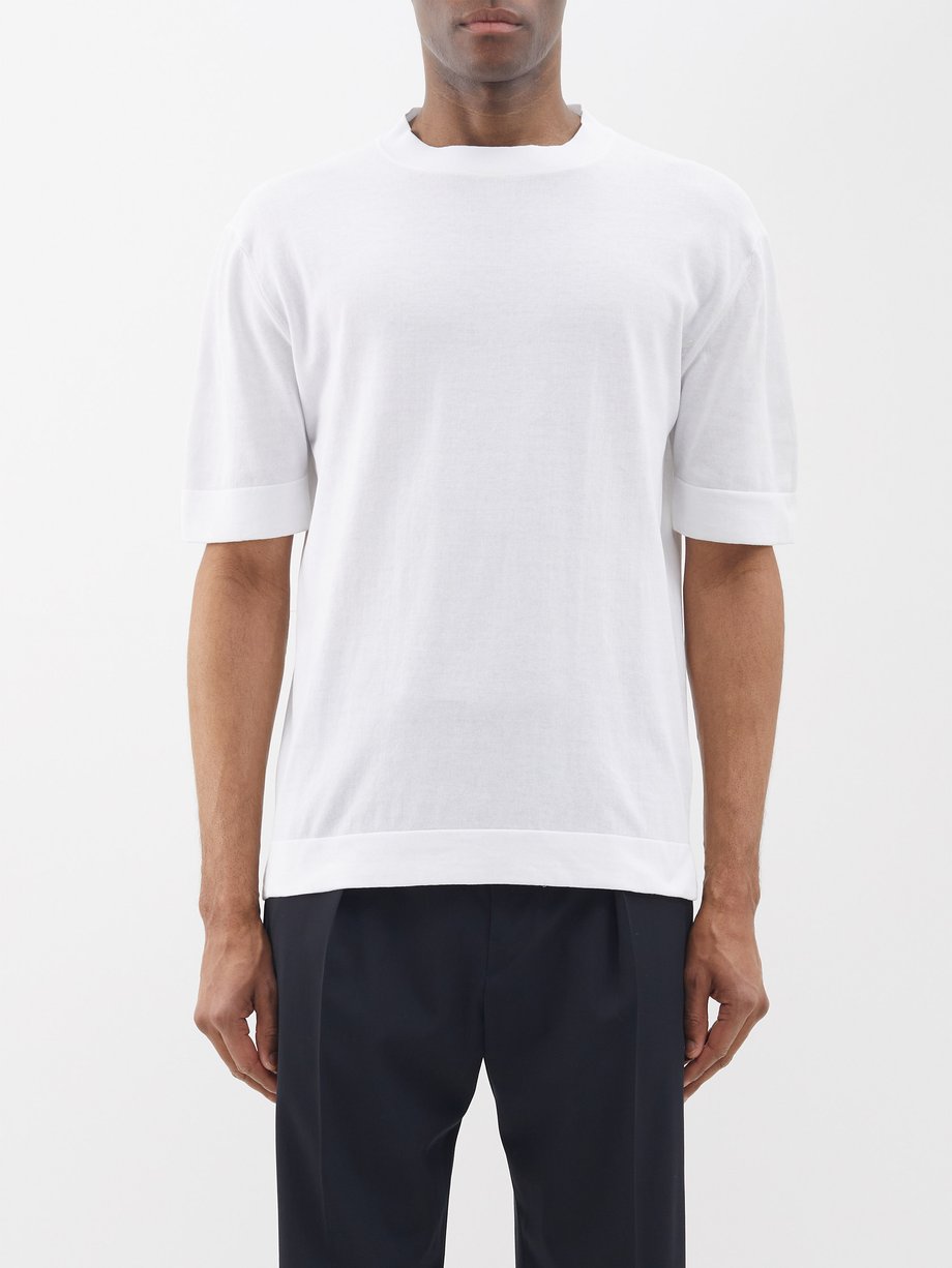 White Cotton-crepe T-shirt | Thom Sweeney | MATCHES UK