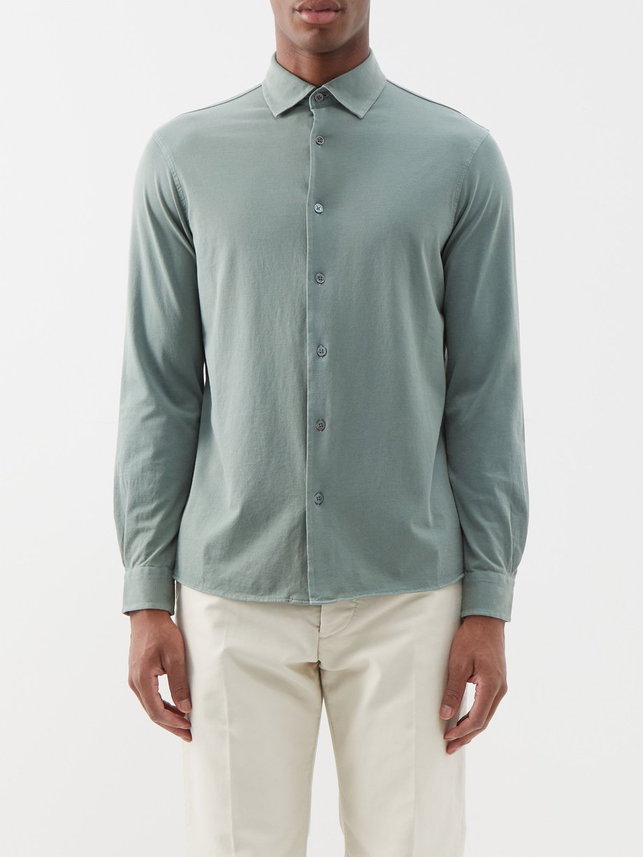 Green Washed-cotton shirt | Thom Sweeney | MATCHES UK