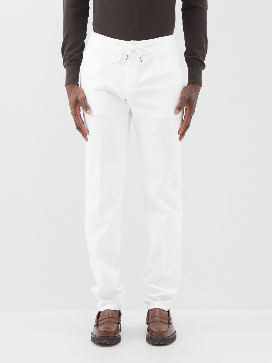 White Elasticated-waist cotton trousers | Thom Sweeney | MATCHES UK