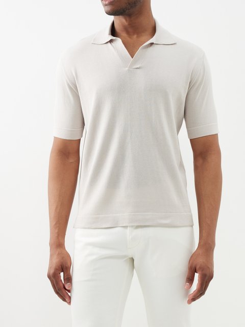 Neutral Skipper knitted-cotton polo shirt | Thom Sweeney