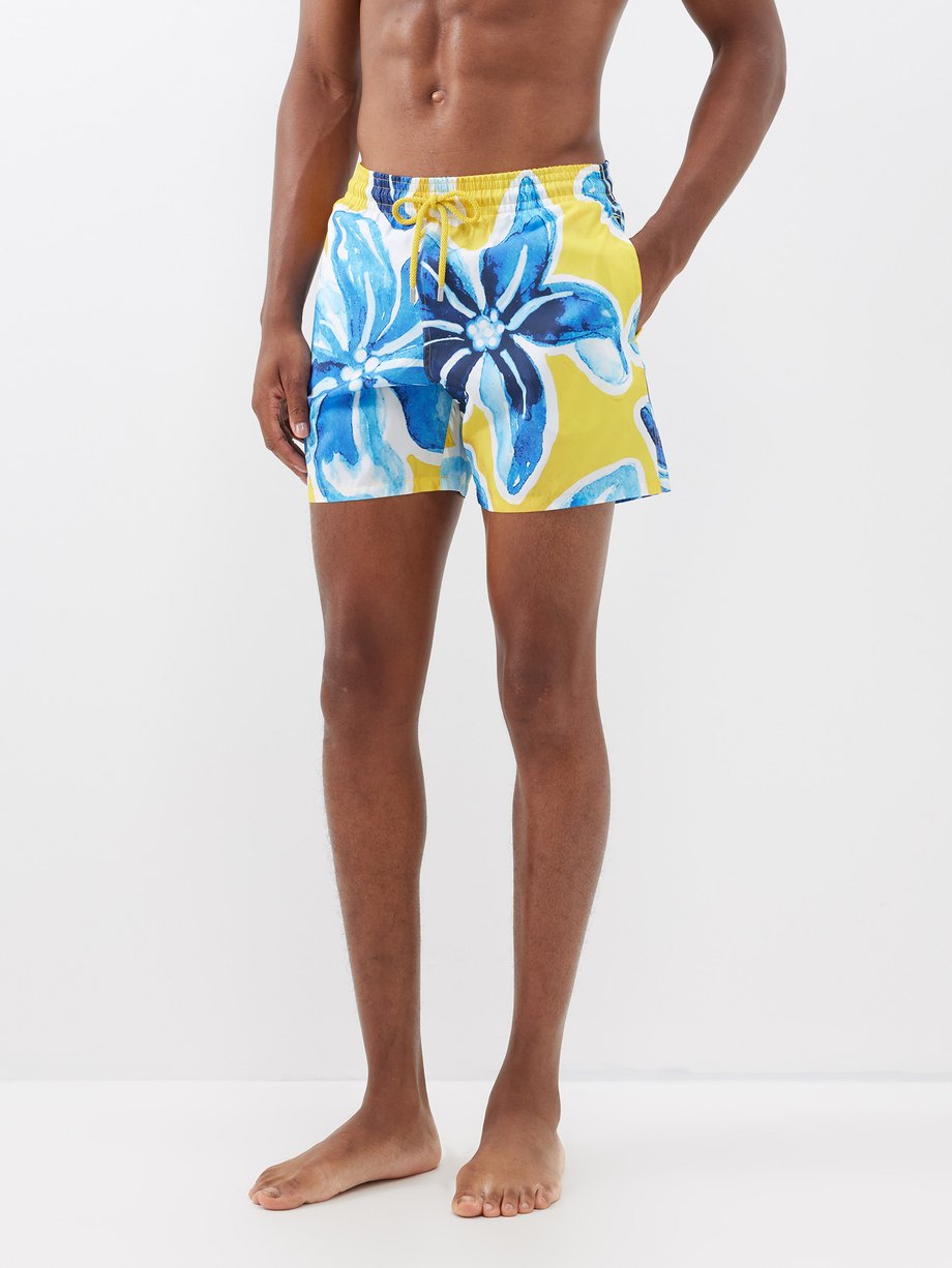Yellow Mahina printed recycled-fibre swim shorts, Vilebrequin