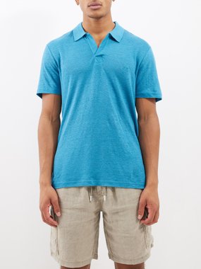 Vilebrequin Pyramid open-collar linen polo shirt