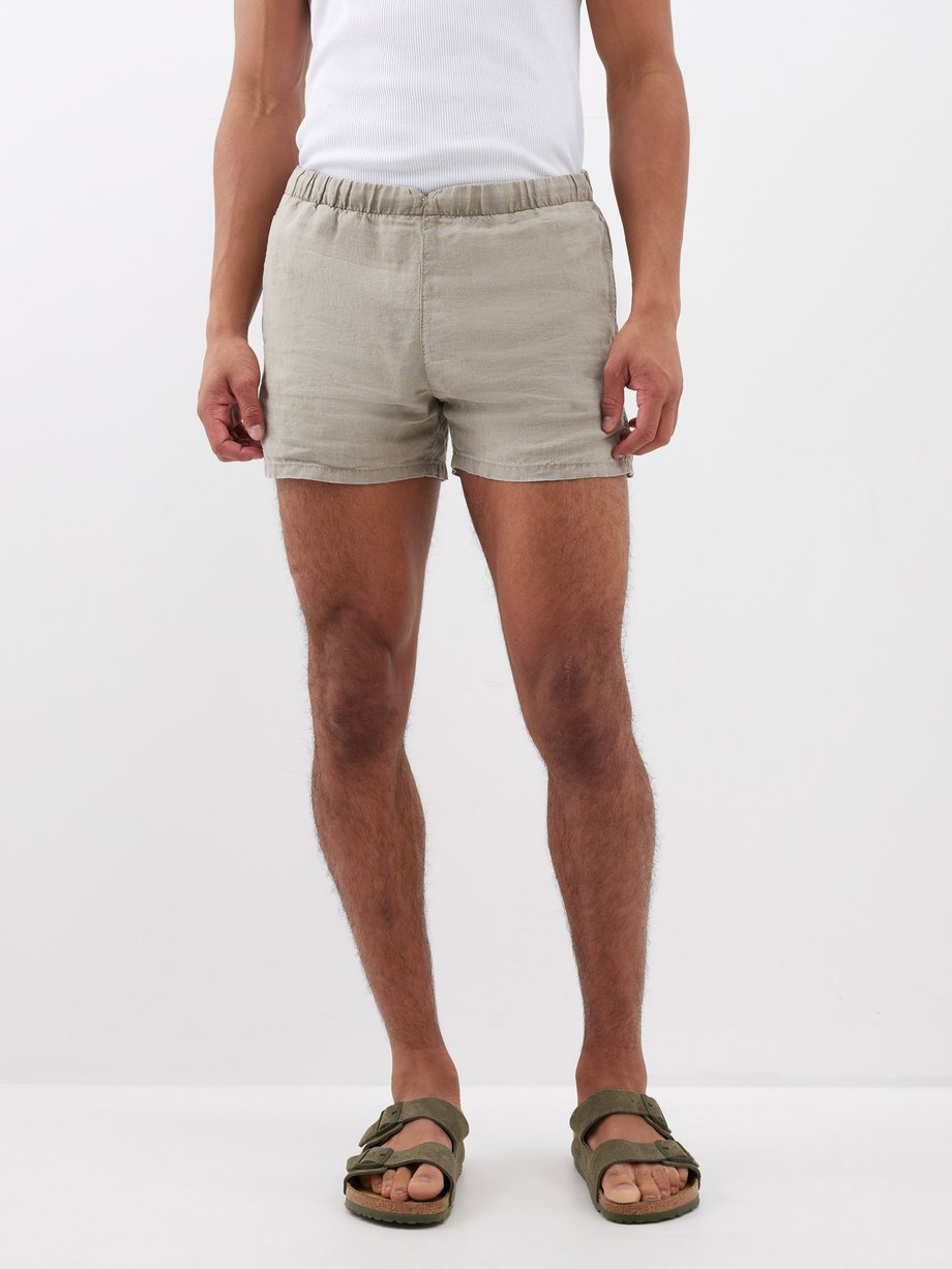 Green Barry garment-dyed linen shorts | Vilebrequin | MATCHES UK