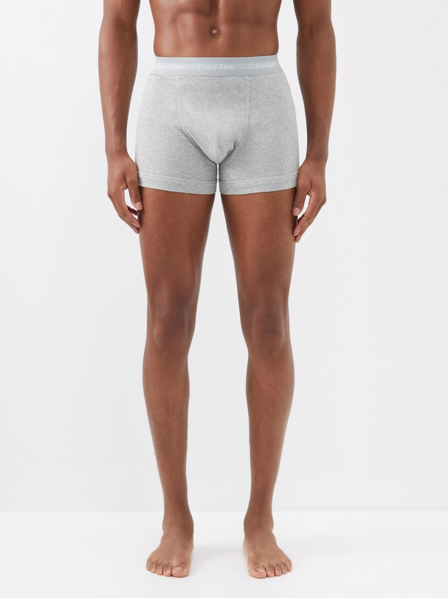Grey Pack of three logo-waistband cotton-blend trunks | Calvin Klein ...