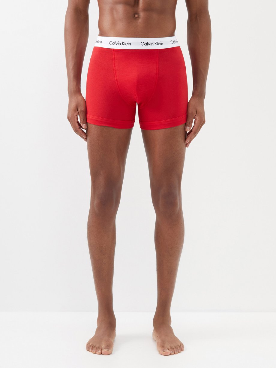 Red Pack of three logo-waistband cotton-blend trunks | Calvin Klein ...