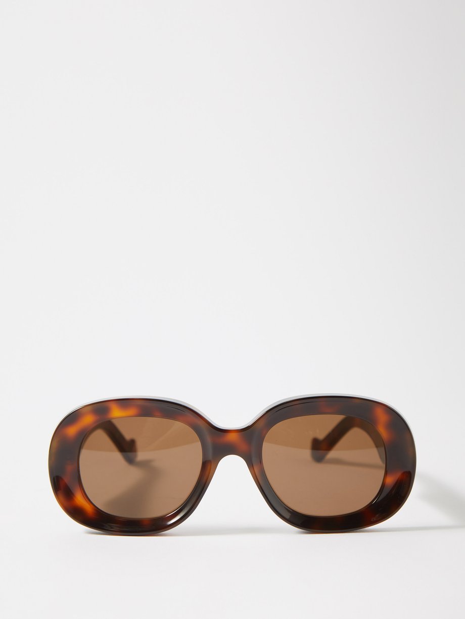 Brown Oval Tortoiseshell Acetate Sunglasses Loewe Matchesfashion Uk 