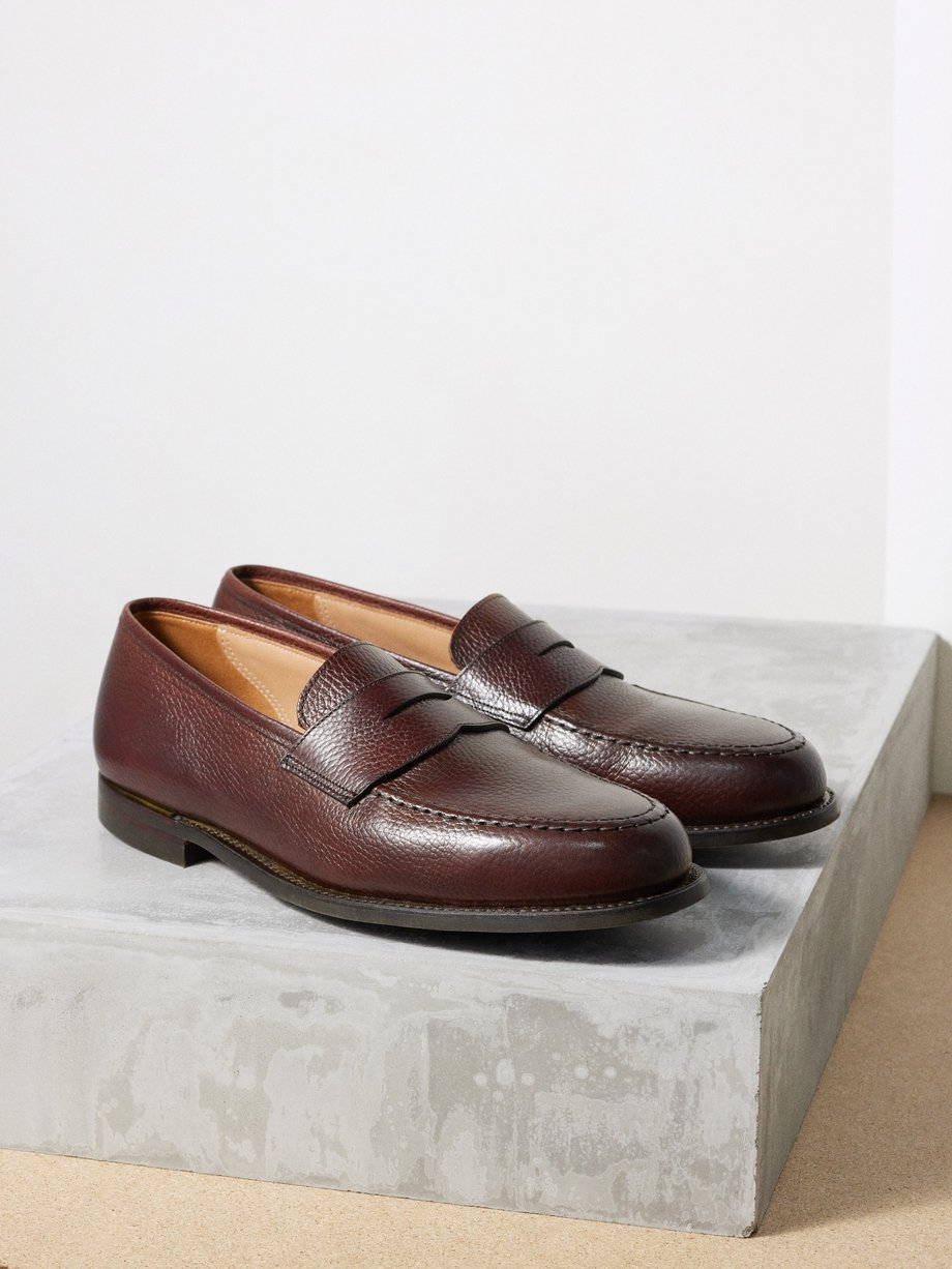 Brown Boston grained-leather penny loafers | Crockett & Jones | MATCHES UK