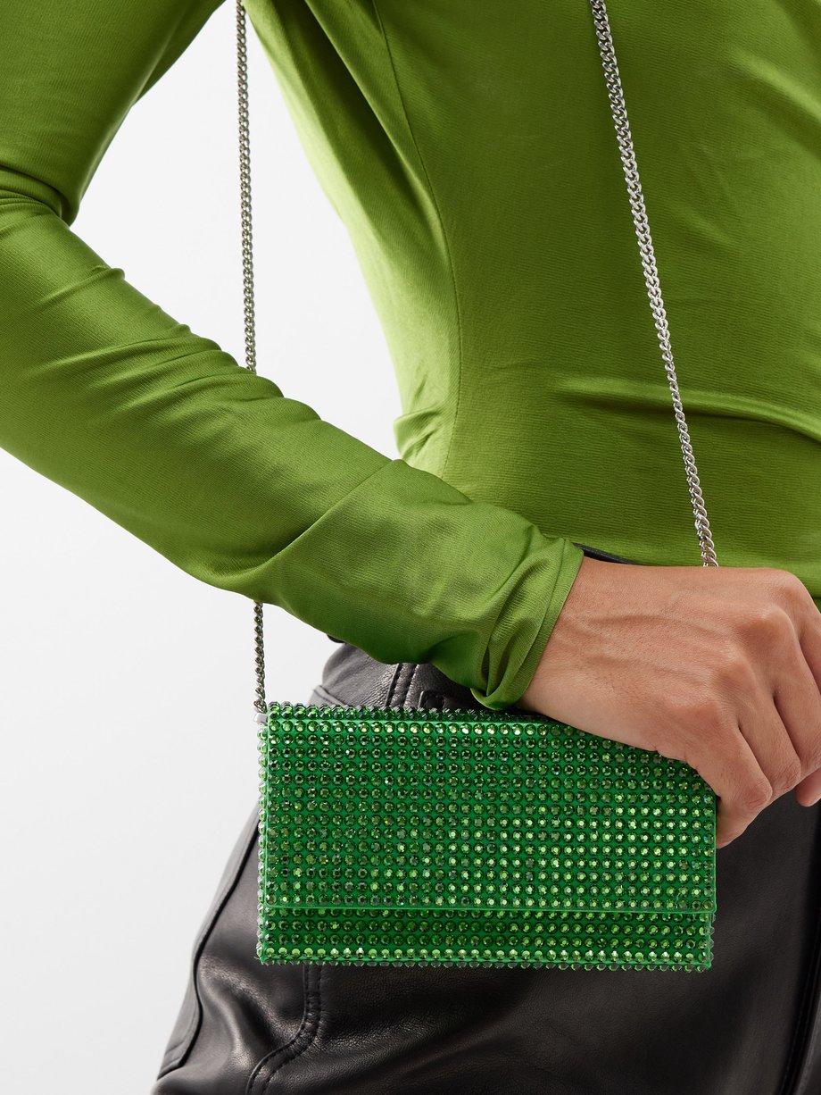 Green Superamina Paloma crystal-embellished clutch bag | Amina Muaddi ...