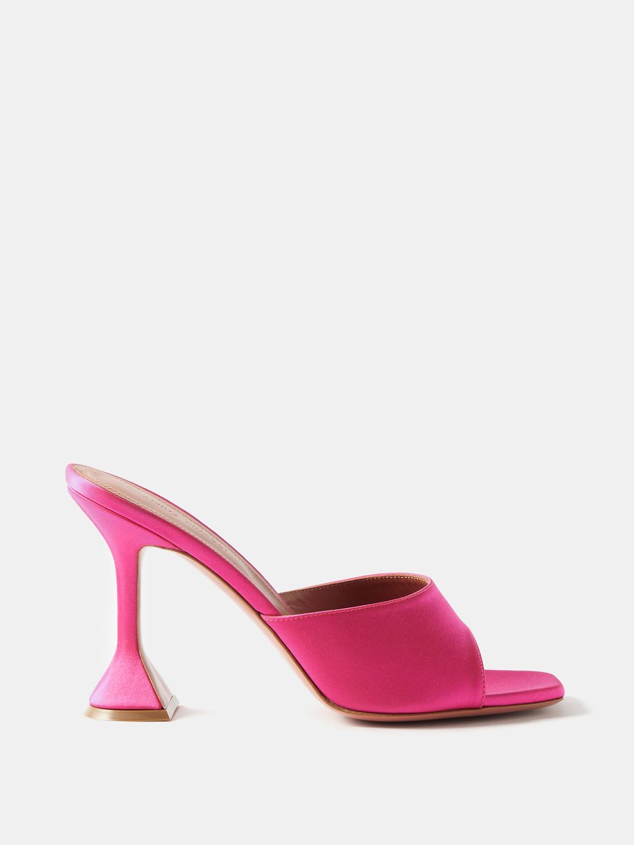 Pink Lupita 95 silk-satin sandals | Amina Muaddi | MATCHESFASHION US