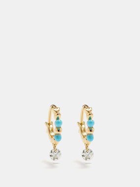 Raphaele Canot Set Free diamond, turquoise & 18kt gold earrings