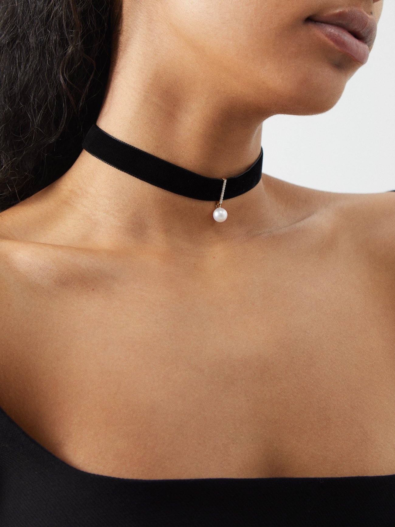 14kt Gold Malachite Black Velvet Choker