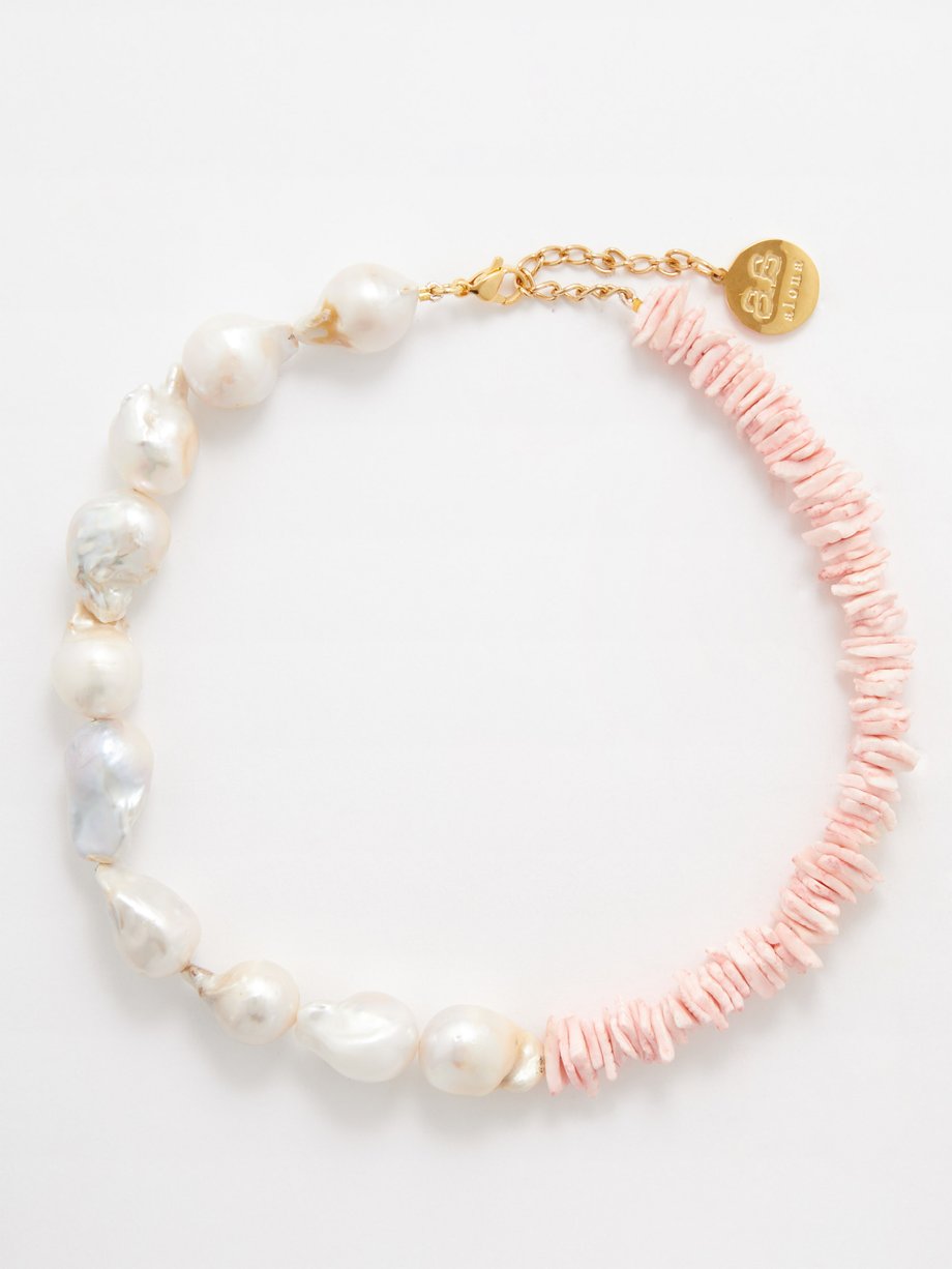 By Alona Daphne shell, pearl & 18kt gold-plated necklace