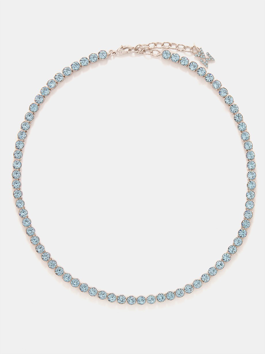 Blue Crystal-embellished tennis necklace | Amina Muaddi | MATCHES UK