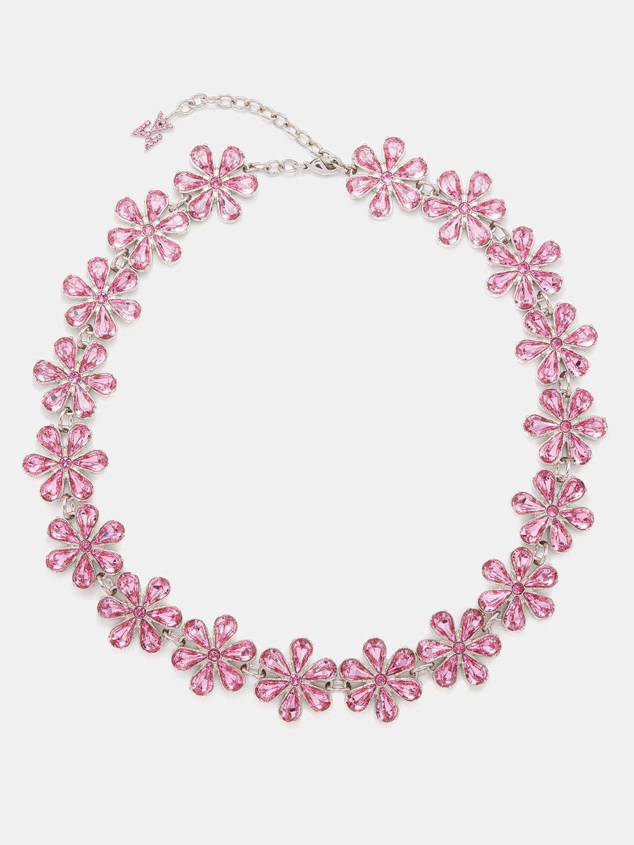 Pink Lily crystal-embellished choker | Amina Muaddi | MATCHESFASHION UK