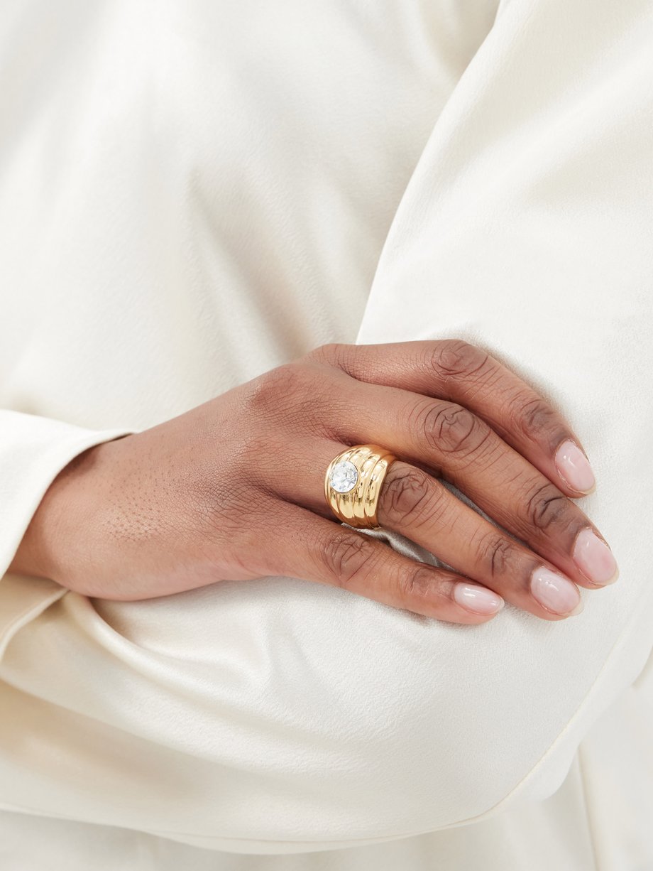 Amina Muaddi Jahleel crystal-embellished ring