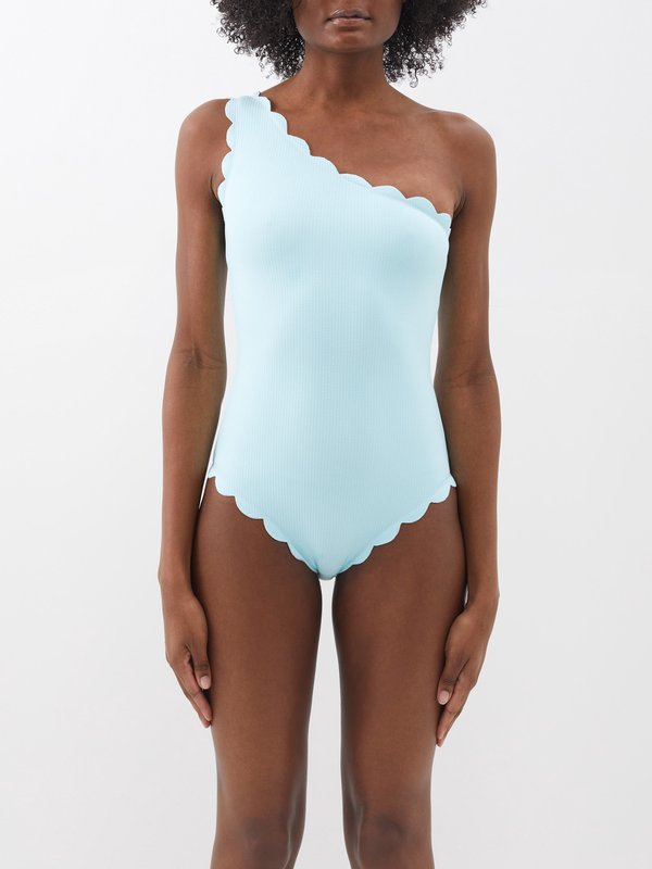 Blue Santa Barbara one-shoulder swimsuit | Marysia | MATCHES UK
