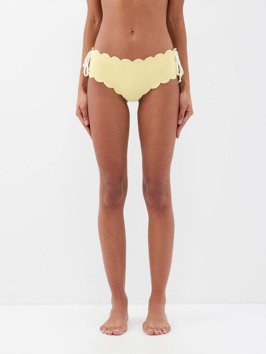Yellow Spring scalloped bikini briefs, Marysia