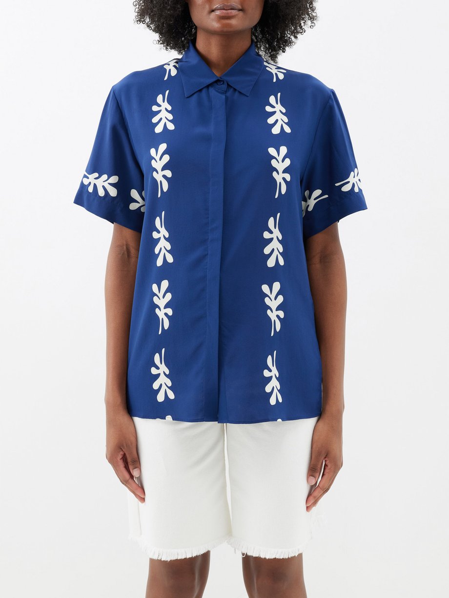 Matteau Abstract-print organic-silk shirt