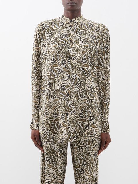 Paisley-print organic-silk shirt video