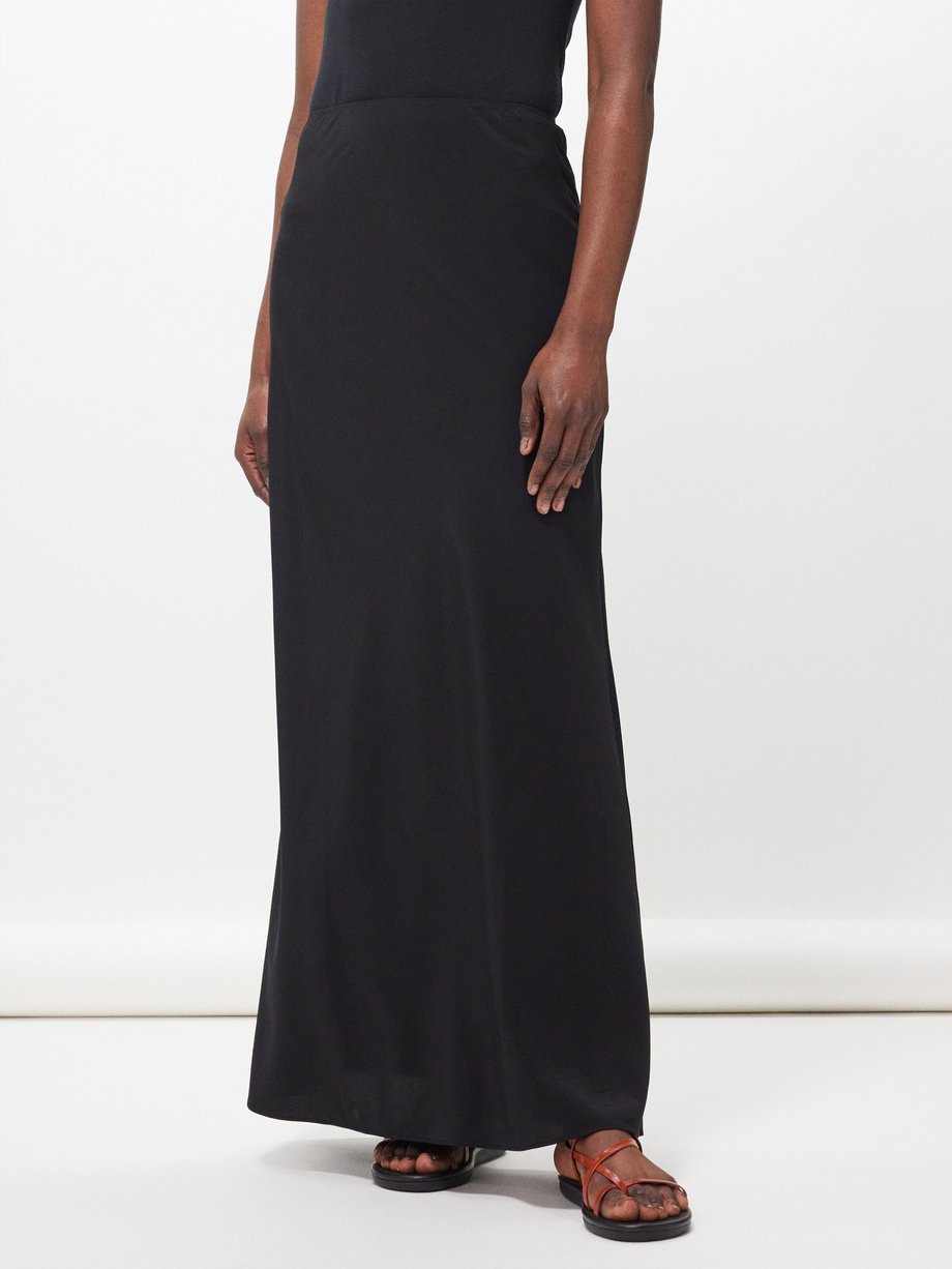 Black Crepe Skirt Set Design by Maison Blu at Pernia's Pop Up Shop 2024