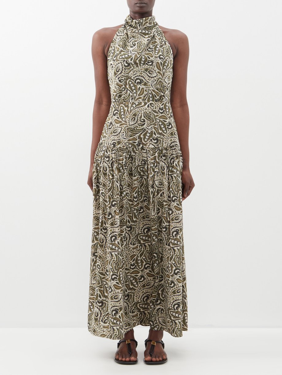 Green Scarf paisley-print organic-silk dress | Matteau | MATCHES UK