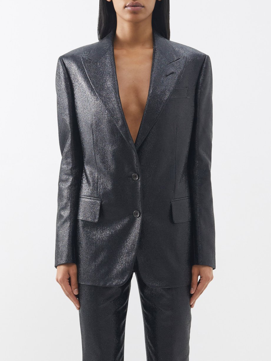 Black Iridescent Sable suit jacket | Tom Ford | MATCHES UK