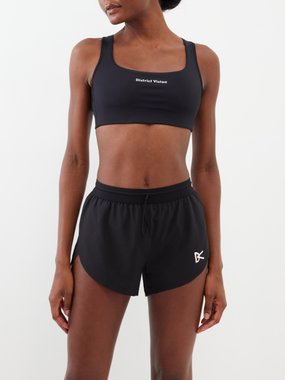 District Vision Logo-print recycled-technical sports bra