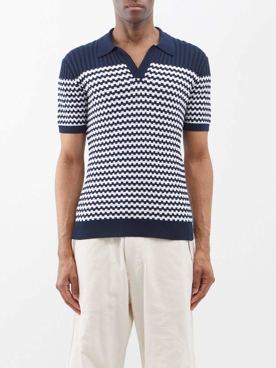 Navy Canet striped cotton polo shirt | Orlebar Brown | MATCHESFASHION UK