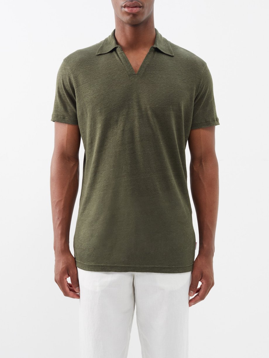 Green Felix slubbed-linen polo shirt | Orlebar Brown | MATCHESFASHION AU