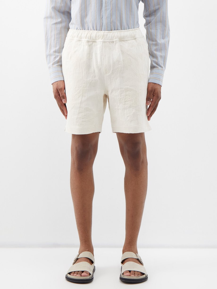 Neutral Louis embroidered cotton-canvas shorts | Orlebar Brown | MATCHES UK