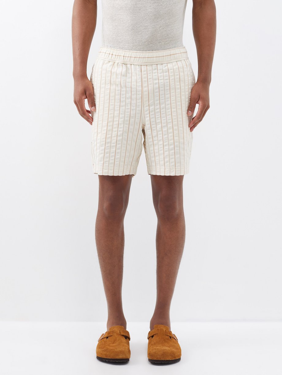Neutral Louis jacquard-striped cotton shorts | Orlebar Brown | MATCHES UK