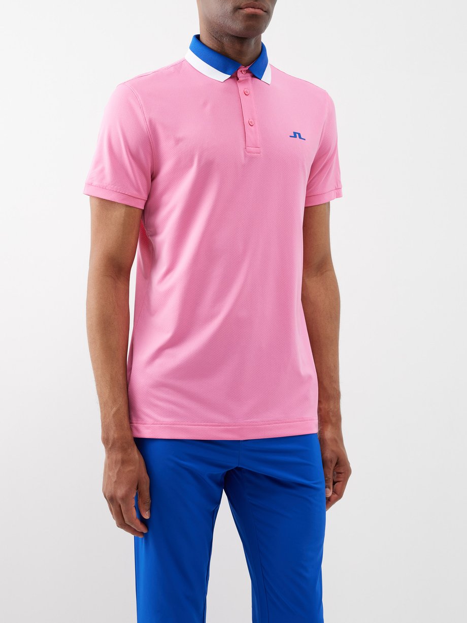 Pink Benji technical golf polo shirt | J.Lindeberg MATCHESFASHION US