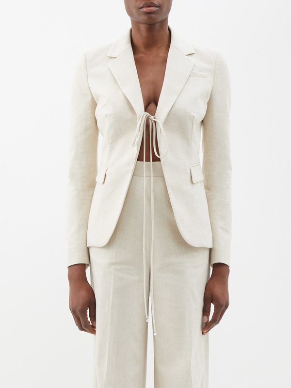 Altuzarra Salerno tie-front linen-blend suit jacket