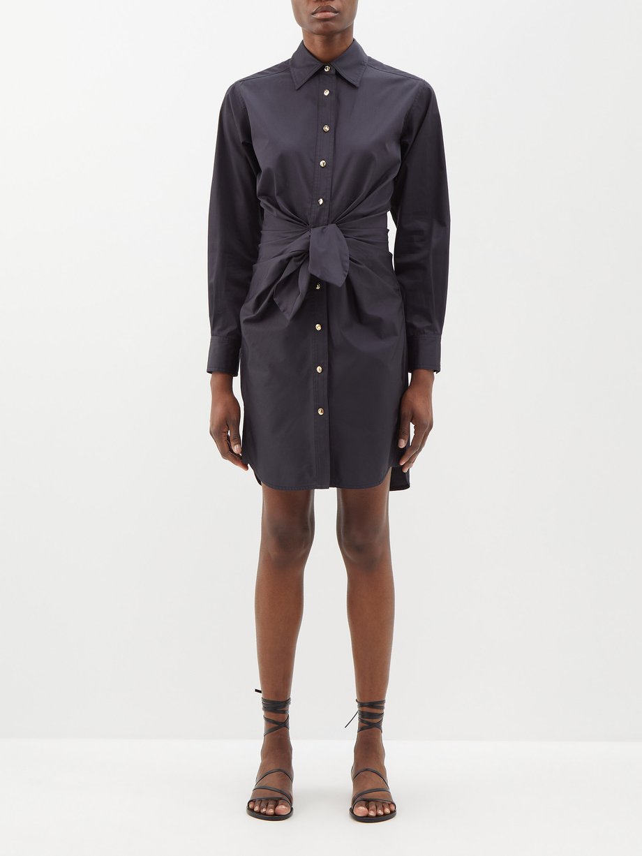 Black Chloris tie-waist cotton-poplin shirt dress | Altuzarra | MATCHES UK