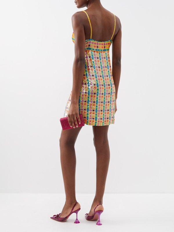 Ashish Checked sequinned-georgette mini dress