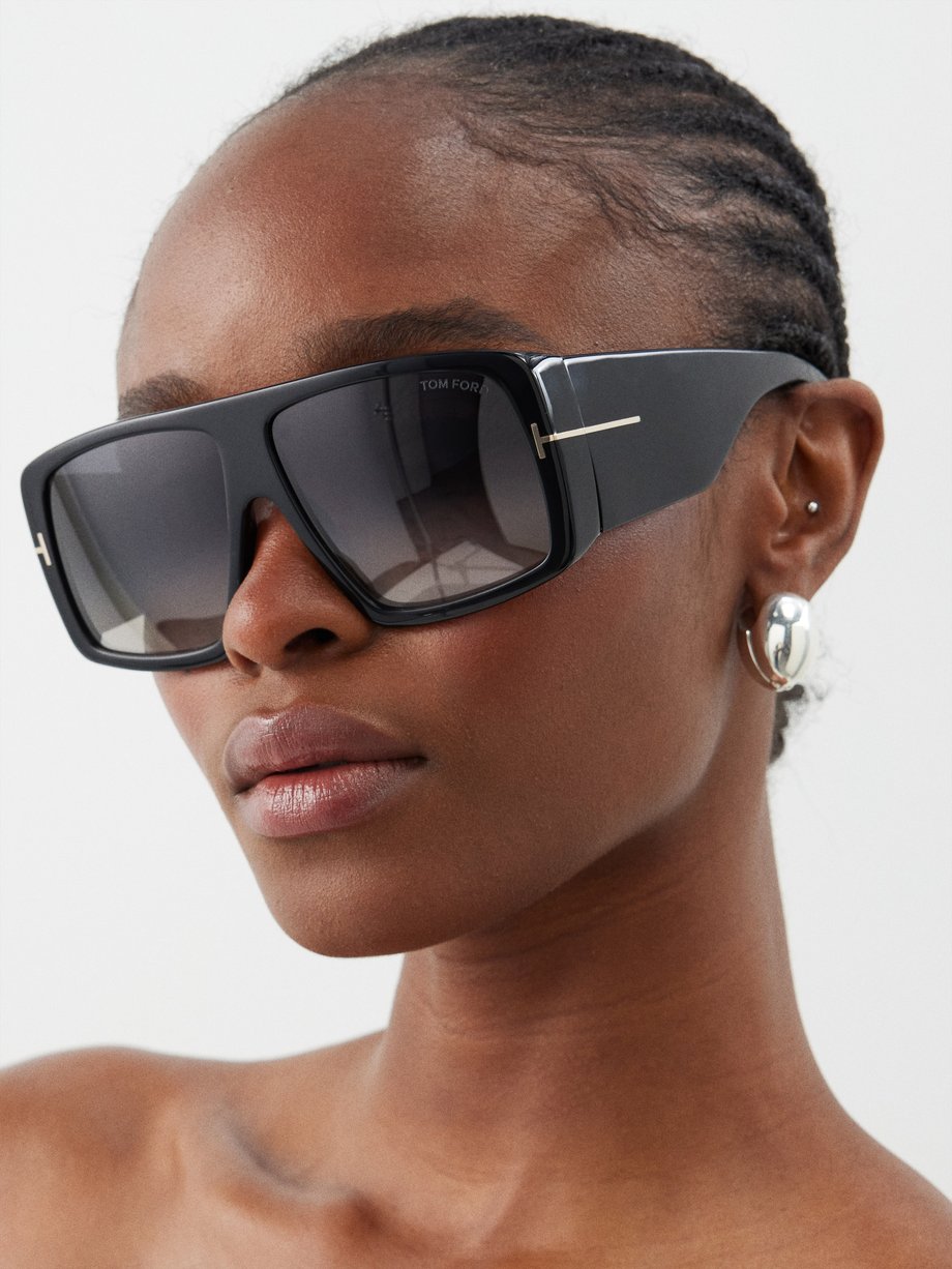 Black Raven oversized D-frame acetate sunglasses | Tom Ford ...