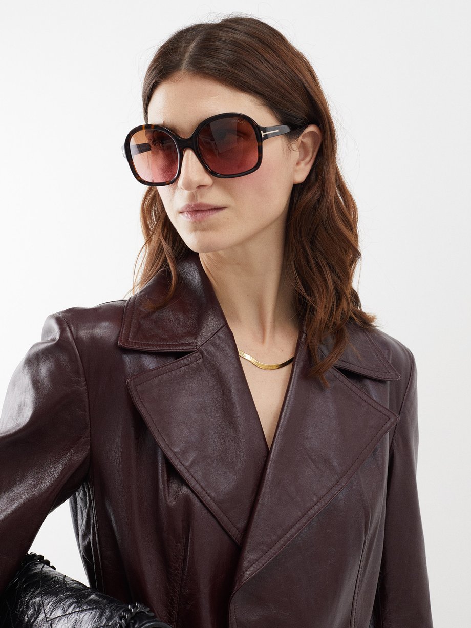 Brown Hanley oversized tortoiseshell-acetate sunglasses | Tom Ford ...