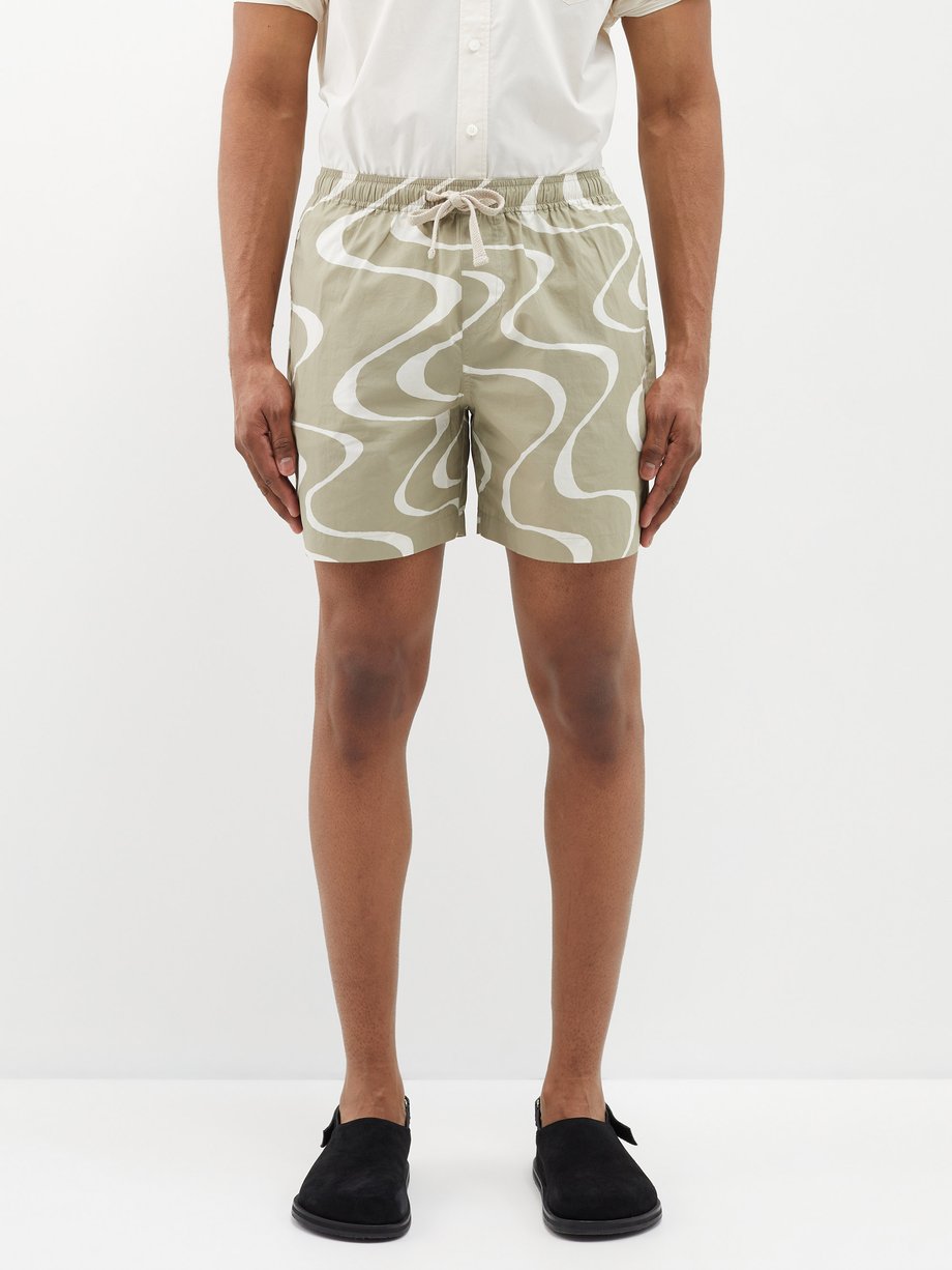 Green Wave-print organic-cotton shorts | FRAME | MATCHES UK