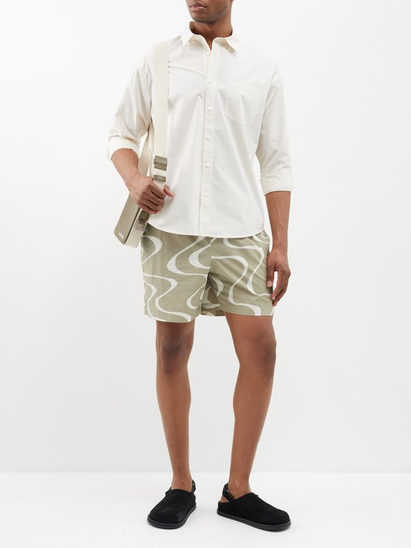 FRAME Wave-print organic-cotton shorts