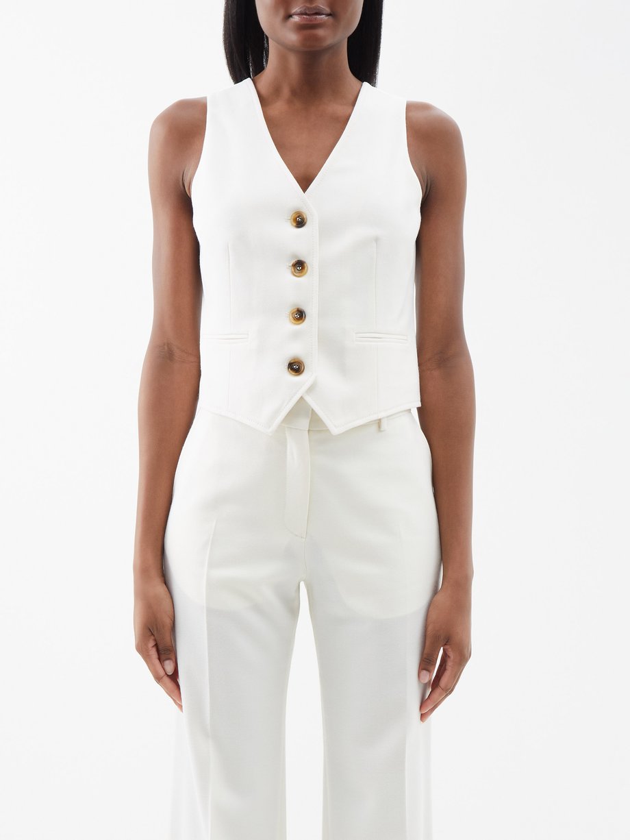 White Chrissie wool-twill waistcoat | Bella Freud | MATCHES UK